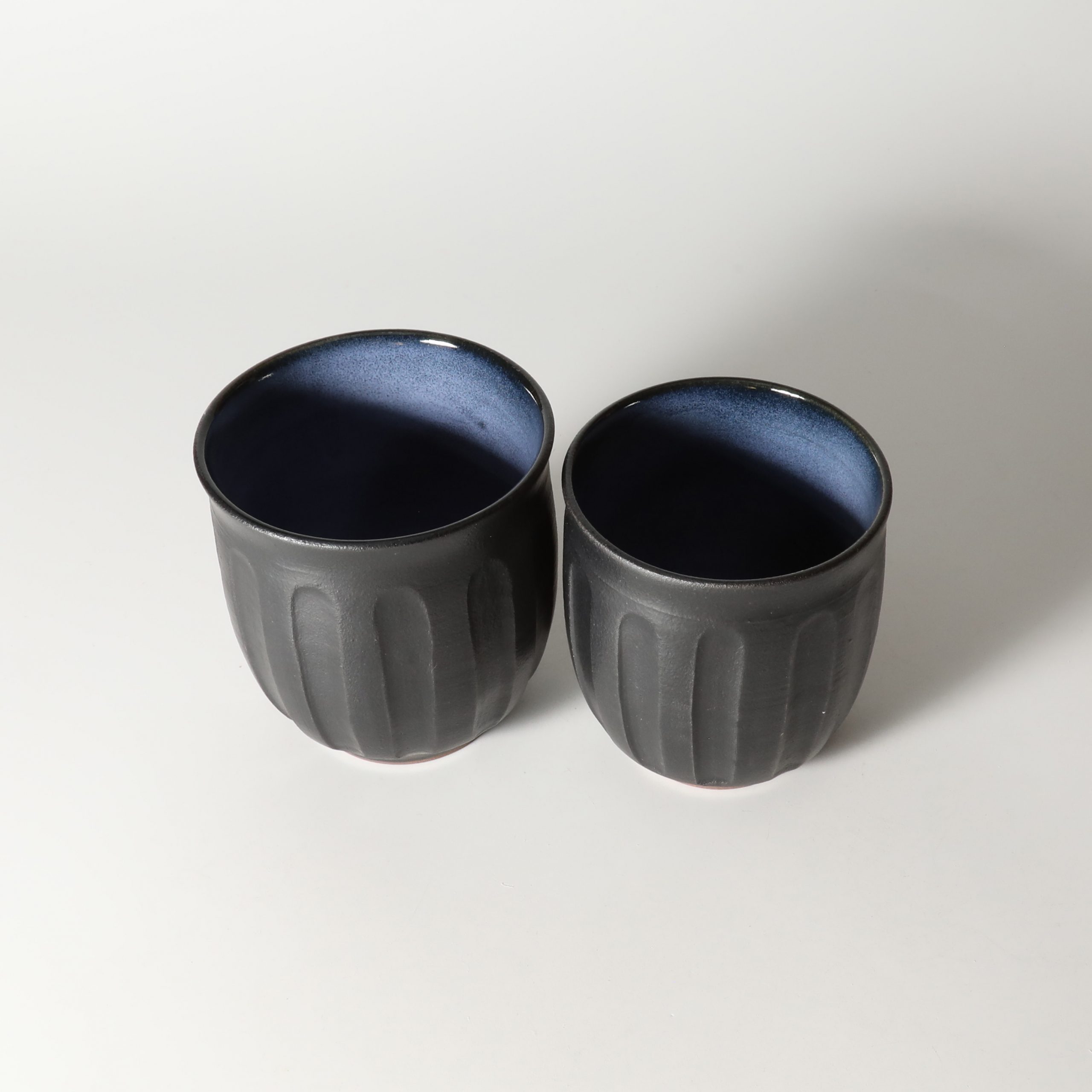 Hagi ware kumi yunomi Japanese tea cups pottery sansai Seigan Yamane set of 2 