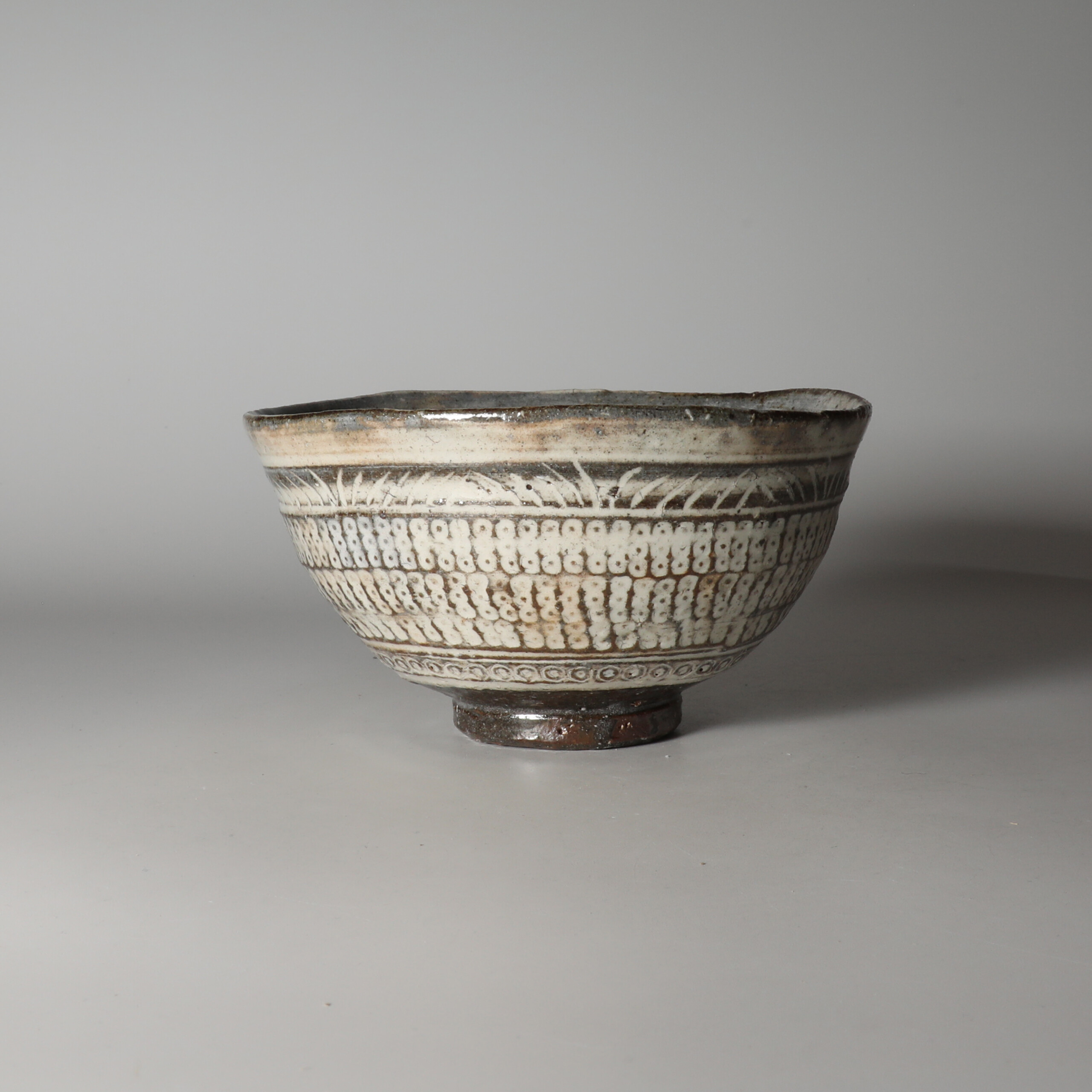 作家物 陶芸家 古久屋窯 三島手茶碗 銘あけぼの 父川合玉堂 川合修二 作家物 陶芸家 古久屋窯 三島手茶碗 銘あけぼの 父川合玉堂 川合修二